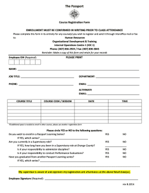 Passport Course Registration Form