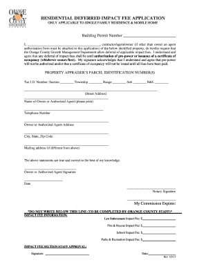 Residential Deferred Impact Fee Application