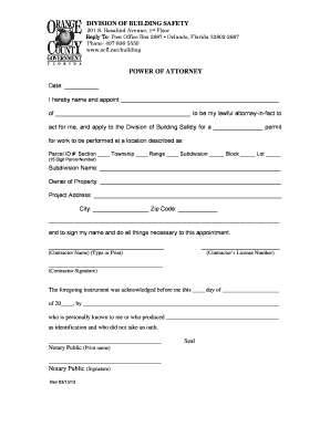 Florida Power of Attorney for Building Permit