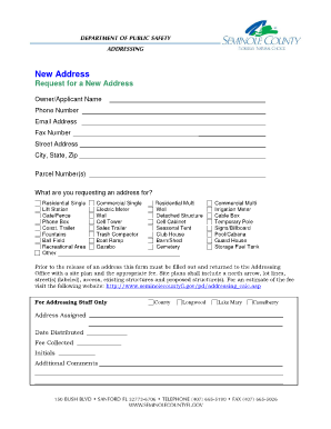Seminole County New Address Request Form