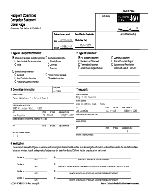 California Campaign Statement Form 460