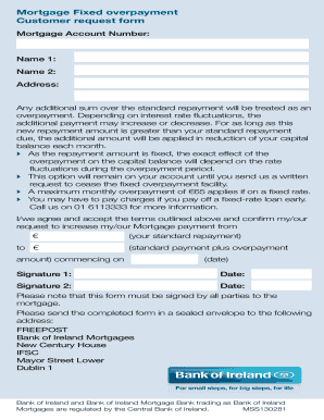 Mortgage Fixed Overpayment Request Form
