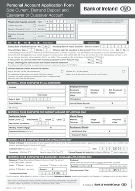 Bank of Ireland Personal Account Application Form