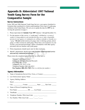 1997 National Youth Gang Survey Form