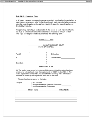 Georgia Parenting Plan Form