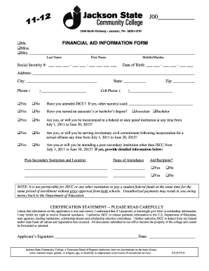 Financial Aid Information Form