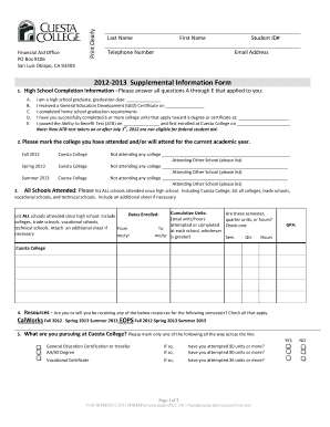 2012-2013 Supplemental Information Form