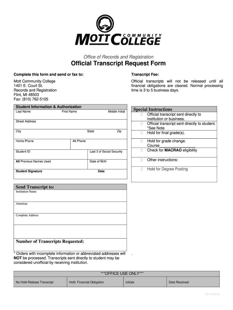 marshalltown community college transcript request Preview on Page 1.