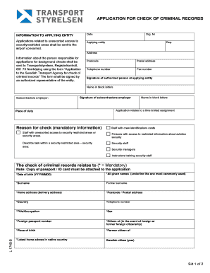 Application for Check of Criminal Records