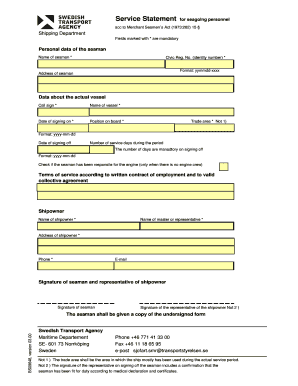 Service Statement for Seagoing Personnel