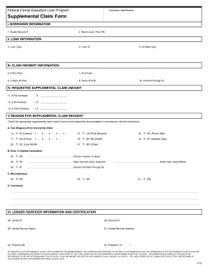 Federal Family Education Loan Program Supplemental Claim Form