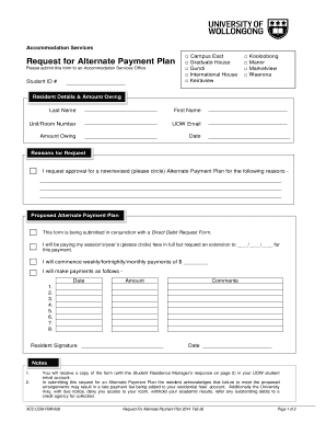 Request for Alternate Payment Plan