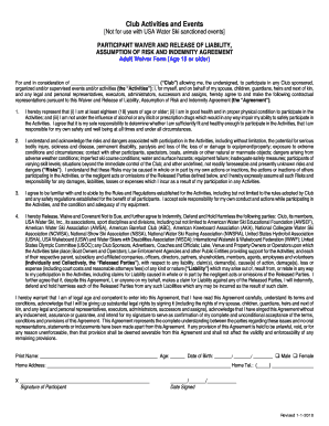 Adult Participant Waiver Form