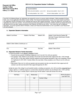 California Dream Act Verification Form
