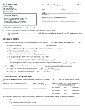 Gavilan College Financial Aid Application