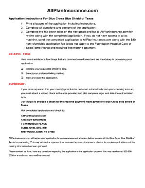 Blue Cross Blue Shield of Texas Application