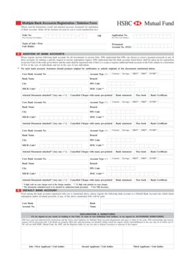 HSBC Multiple Bank Accounts Registration Form