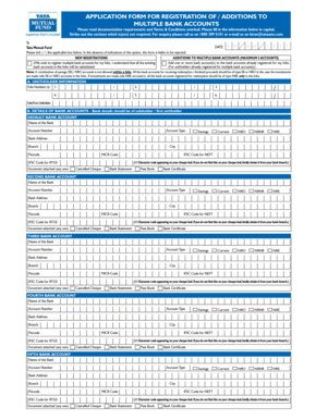 Tata Mutual Fund Multiple Bank Account Registration Form