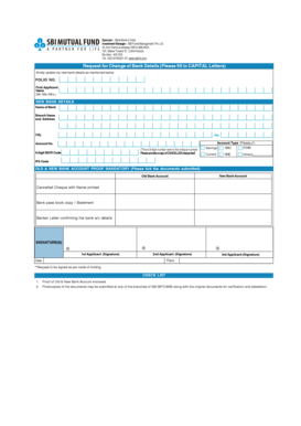 Request for Change of Bank Details