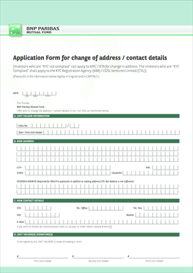 Mutual Fund Address Change Form