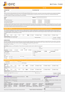 IDFC Mutual Fund Transaction Form