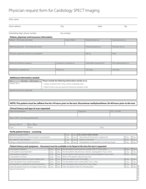 Physician Request Form for Cardiology SPECT Imaging