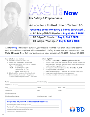 BD SafetyGlide Needles Promotion Form