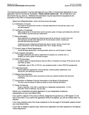 California Offer-in-Compromise Application