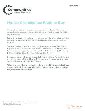 Right to Buy Notice RTB1