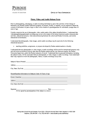 Photo Video Audio Release Form