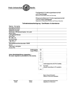 Certificate of Attendance