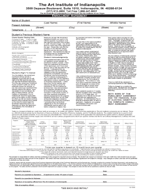 Art Institute of Indianapolis Student Agreement