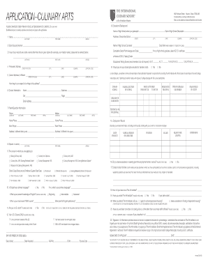 Culinary Arts Application Form