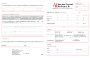 Application for Admission