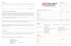 Application for Admission