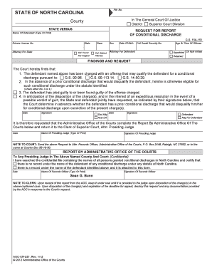 North Carolina Conditional Discharge Request