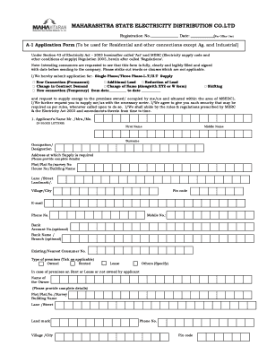 Maharashtra Electricity Connection Application Form