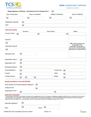 Digital Signature Certificate Enrollment Form