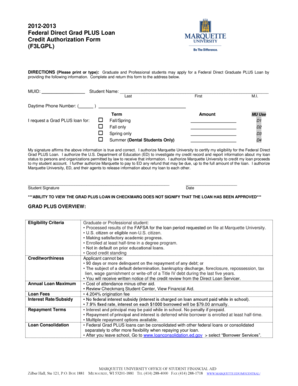 Federal Direct Grad PLUS Loan Credit Authorization Form