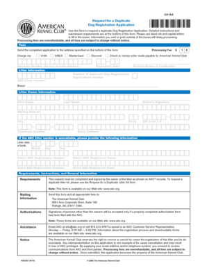Duplicate Dog Registration Application