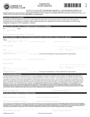 AKC Dog Registration Transfer Statement