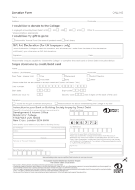 Donation Form for Goldsmiths College