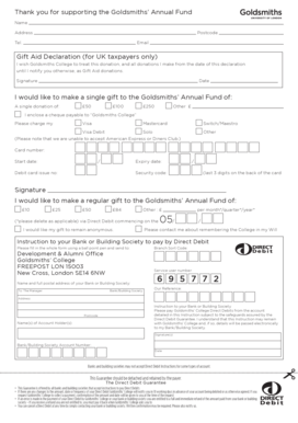 Goldsmiths College Donation Form