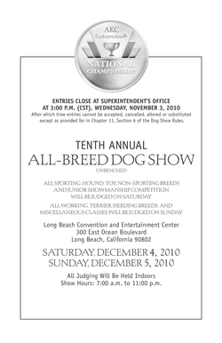 AKC/Eukanuba National Championship Entry Form