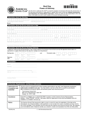 American Kennel Club Stud Dog Power of Attorney
