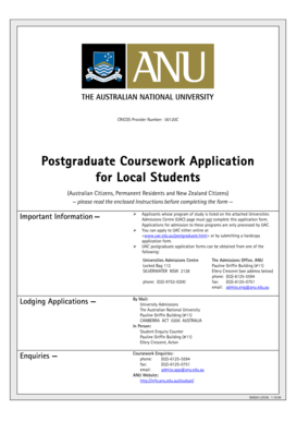 Postgraduate Coursework Application for Local Students