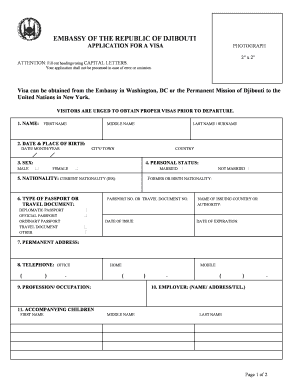 Djibouti Visa Application Form
