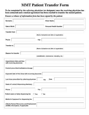 MMT Patient Transfer Form