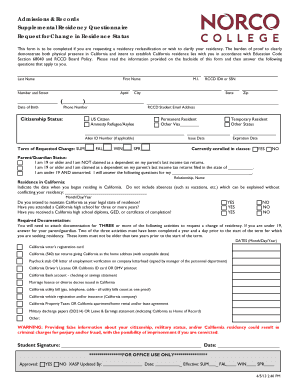 Supplemental Residency Questionnaire - Norco College - norcocollege