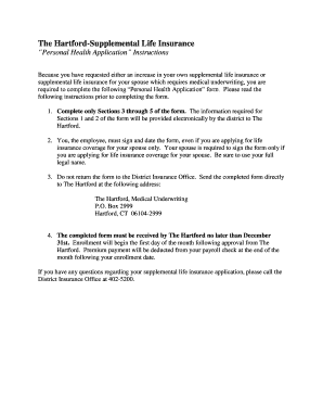 The Hartford Supplemental Life Insurance Application